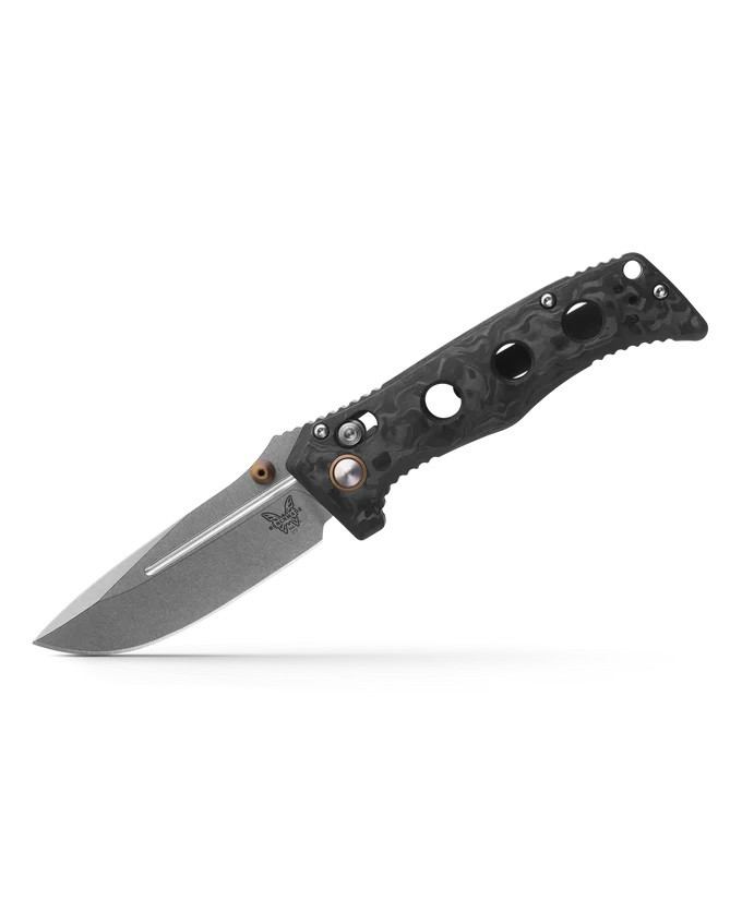 Benchmade Mini Adamas Folding Knife Marble Carbon Fiber Handle