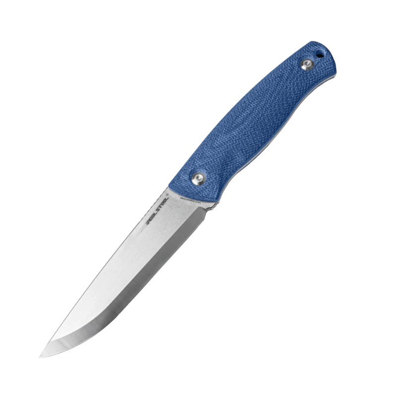 Real Steel Pathfinder Fixed Blade Knife Blue Micarta Handle Plain