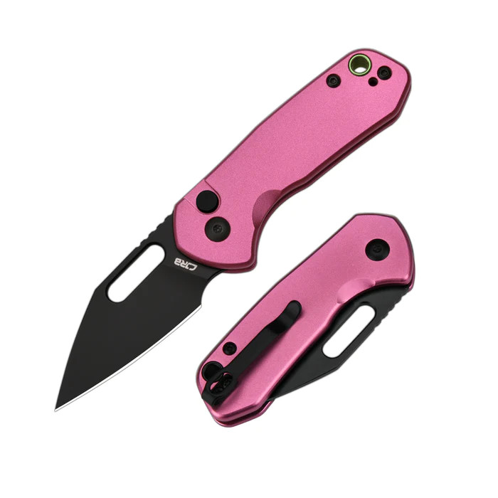 CJRB Mini Pyrite Pocket Knife Pink Aluminum Handle Black AR-RPM9
