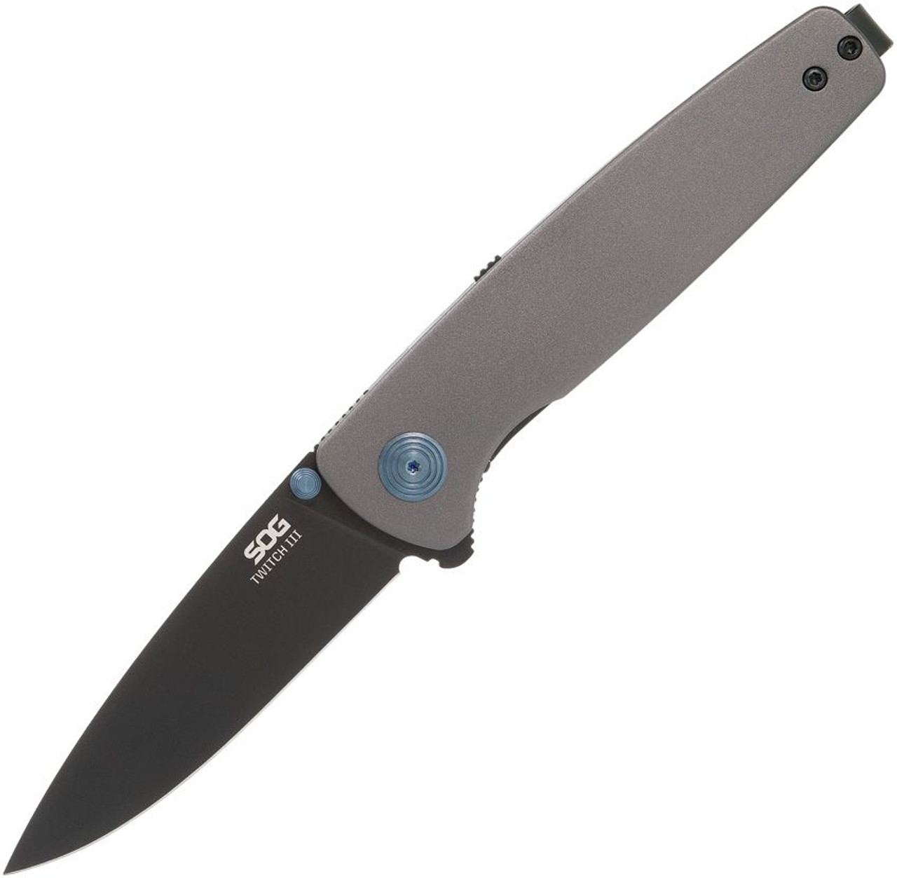 SOG Twitch III Linerlock Folding Knife Gunmetal Aluminum Handle