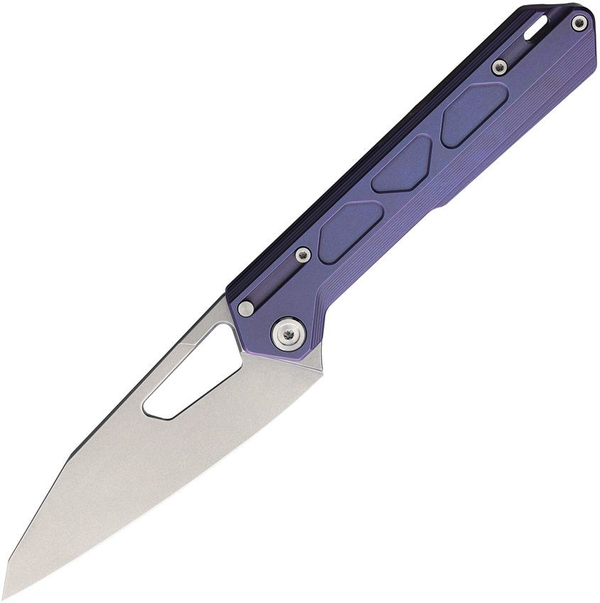 NOC Framelock Folding Knife Purple Titanium Handle VG-10 Plain