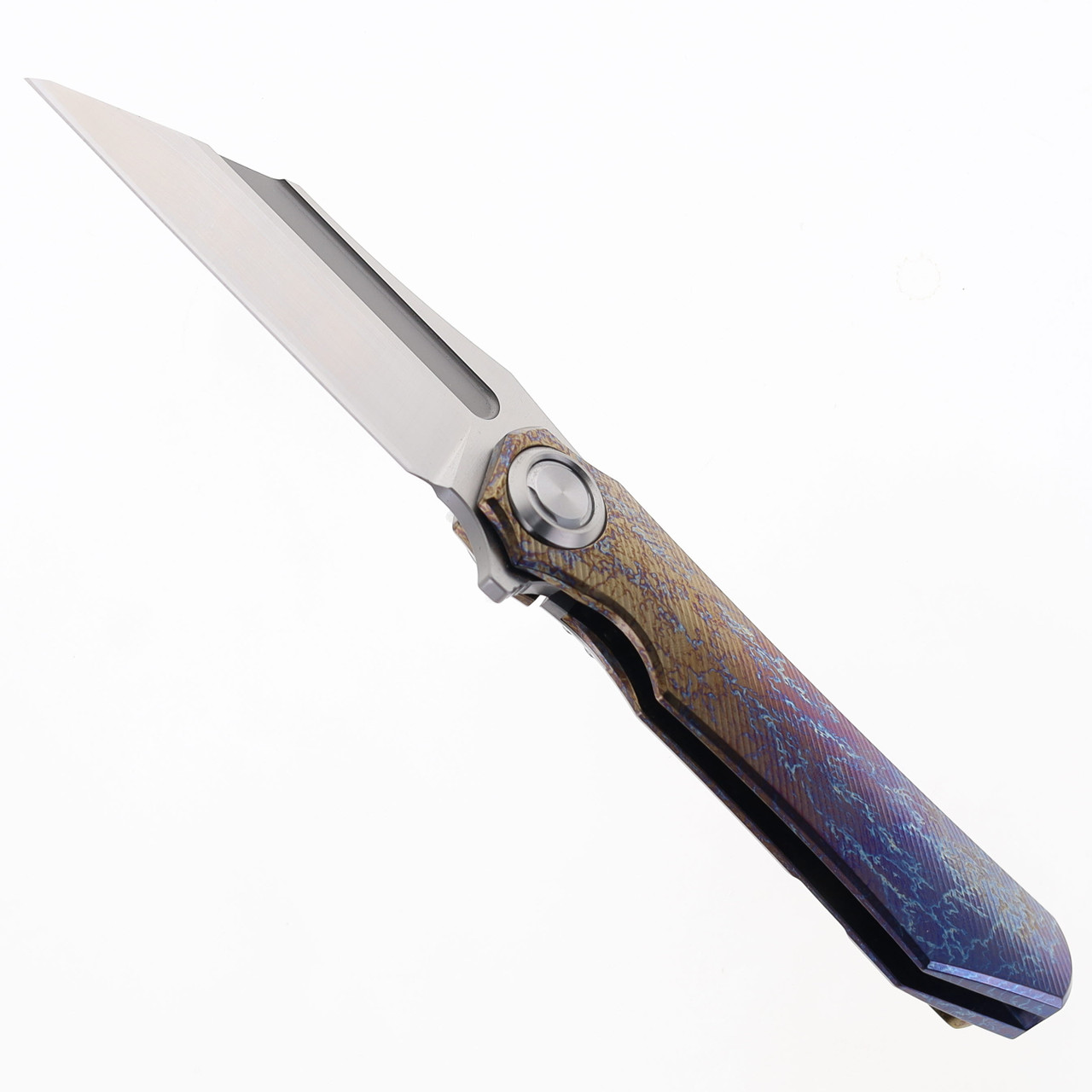 Two Sun Folding Knife Color Titanium Handle M390 Plain Edge TS195