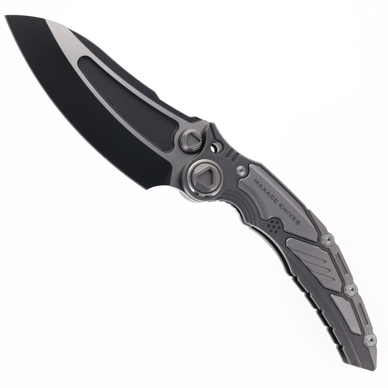 Maxace Knives Titanis Pocket Knife Stonewashed Black & Gray 