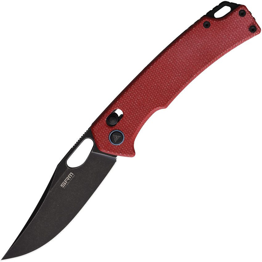 SRM Knives 9203 Folding Knife Red Canvas Micarta Handle