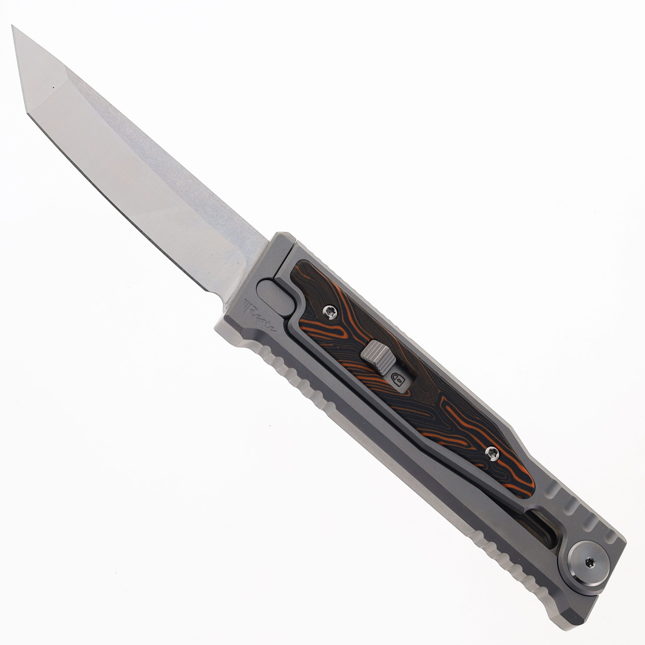 Reate EXO-M-2 w/ Lock Folding Knife Black/Orange Gmascus Inlay