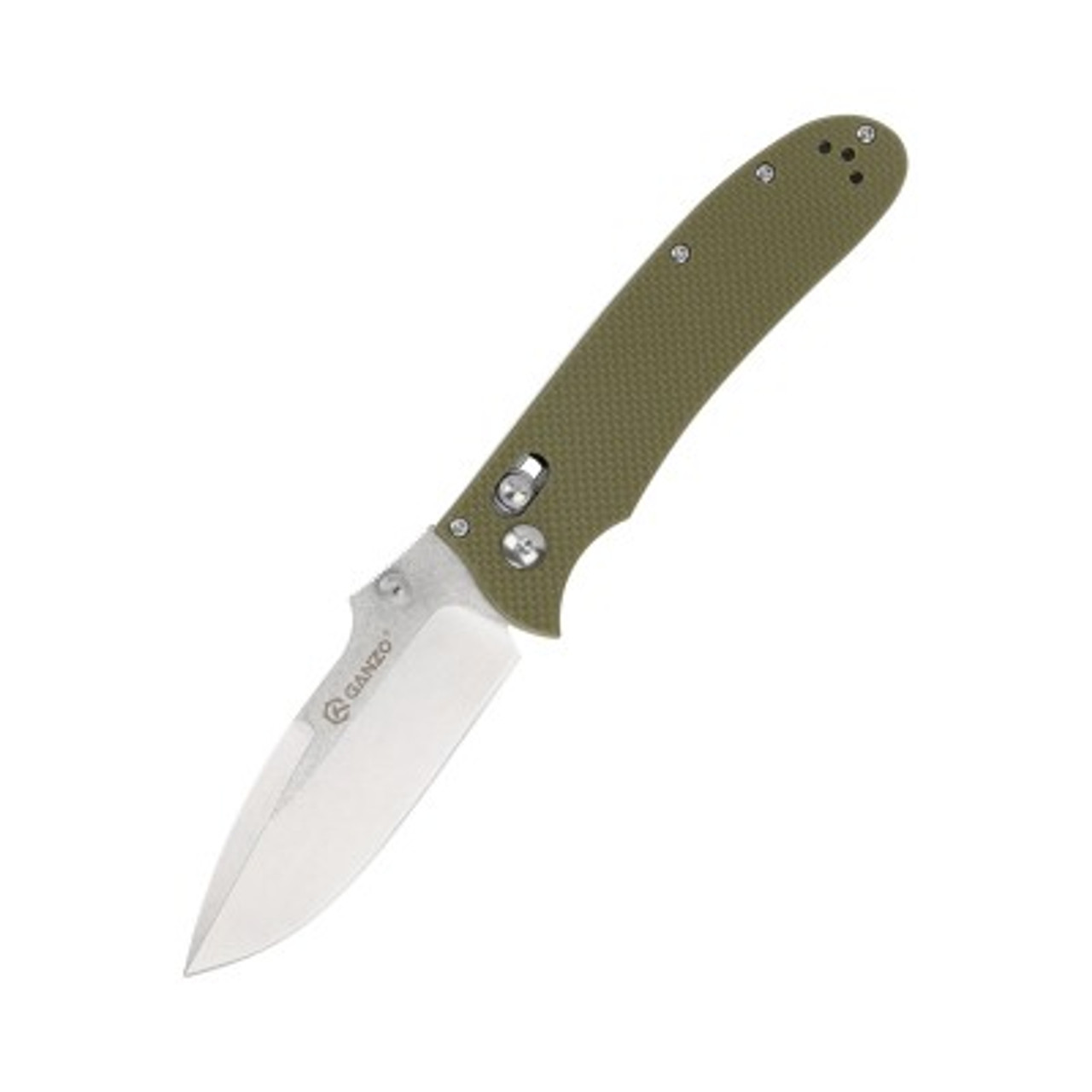 Ganzo Folding Knife Green G10 Handle D2 Drop Point Plain Edge G704-GR