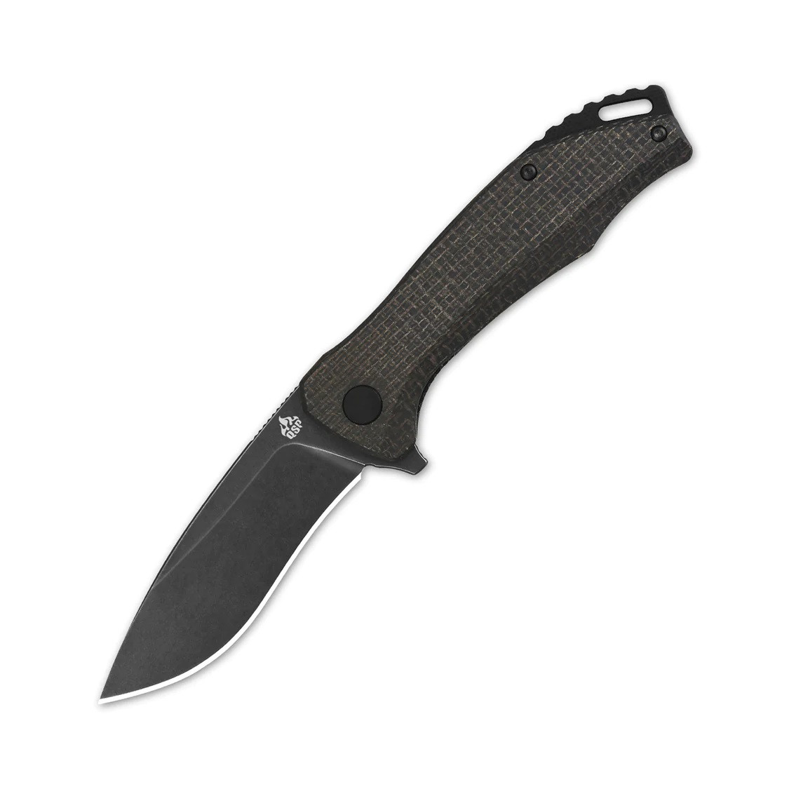 QSP Raven Liner Lock Folding Knife Black Micarta Handle D2 Plain