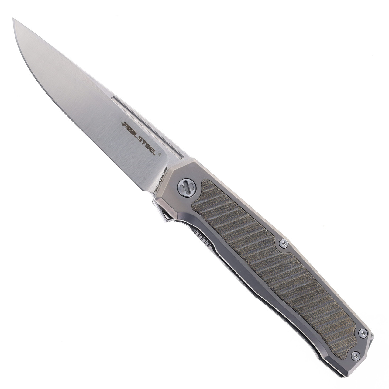 Real Steel Rokot Premium Folding Knife Titanium Green Micarta