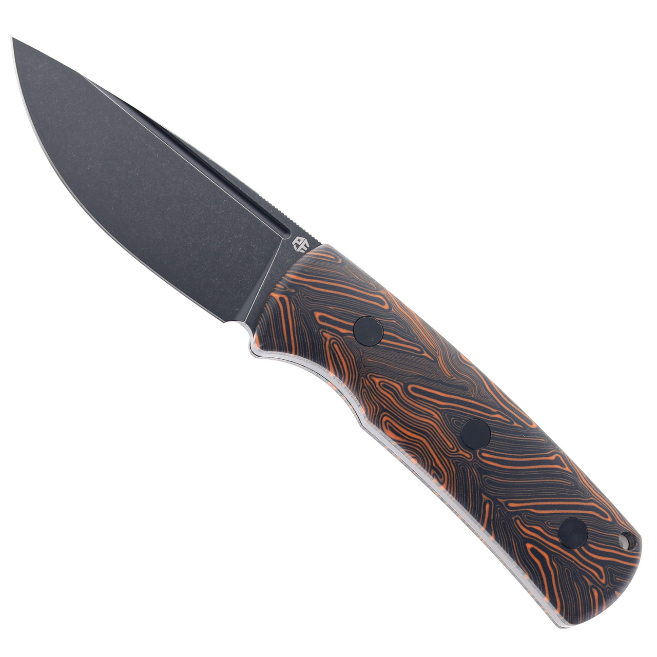 Petrified Fish Beluga Fixed Blade Knife Orange Gmascus Handle N690