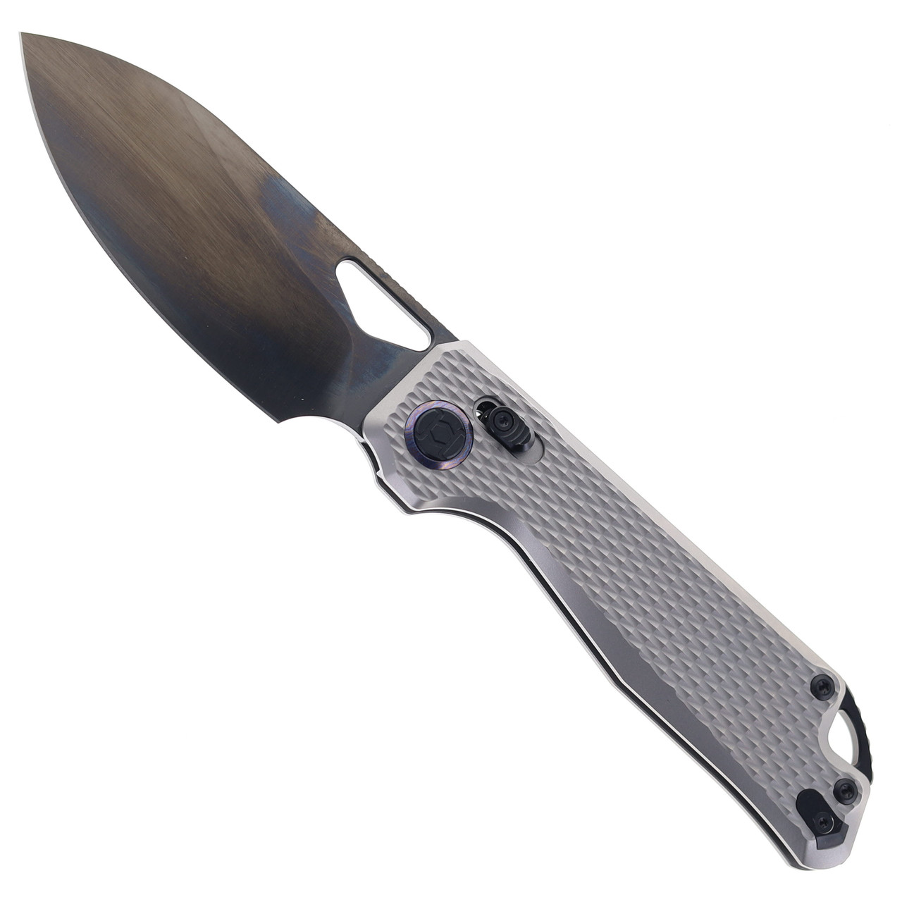 Kunwu Pulsar XL Folding Knife Diamond Titanium Handle Elmax Plain