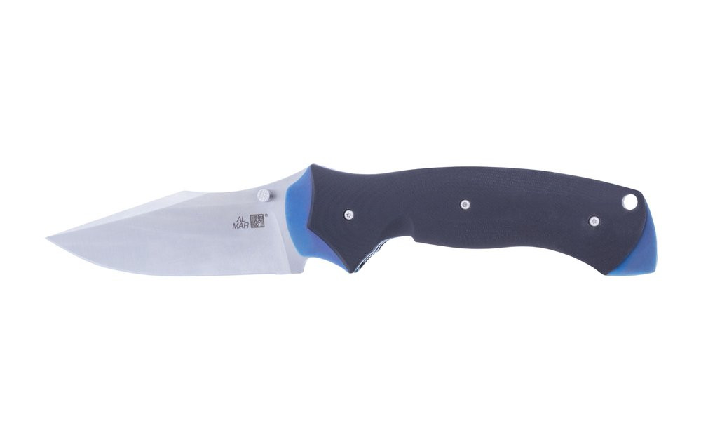 Almare B-21 Folding Knife Black/Blue G10 Handle D2 Modified Clip