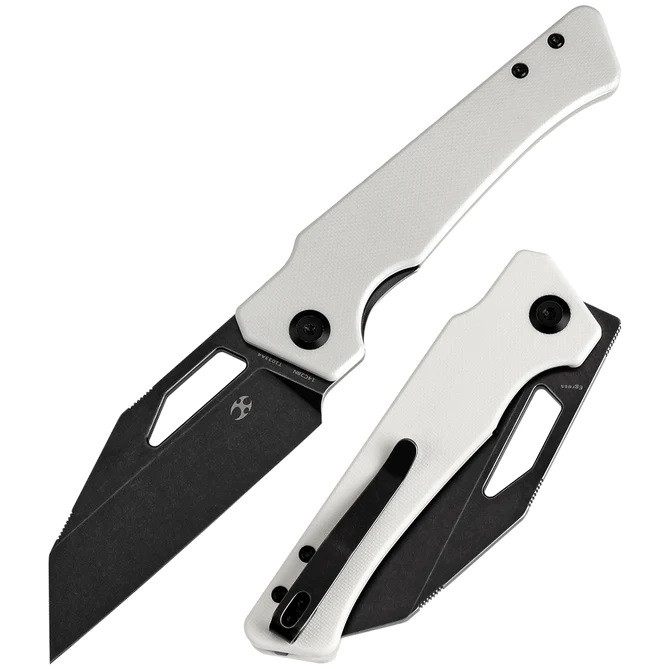 Kansept Egress Folding Knife White G10 Handle 14C28N Plain Edge