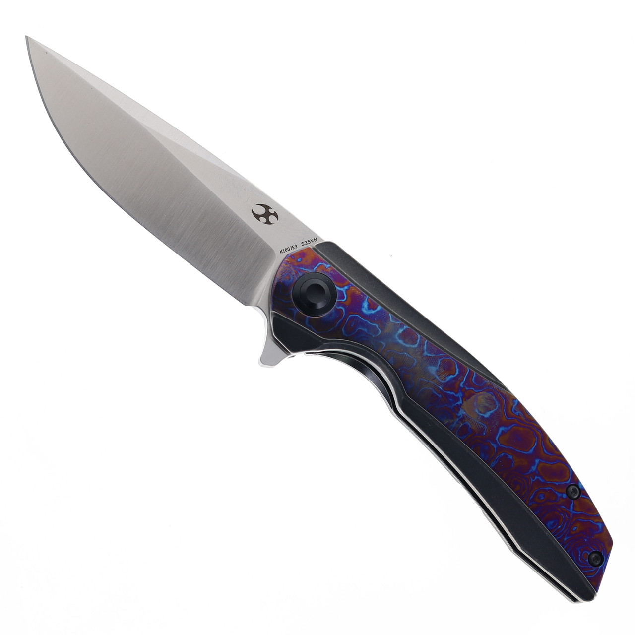 Kansept Accipiter Folding Knife Black Titanium/Timascus Handle