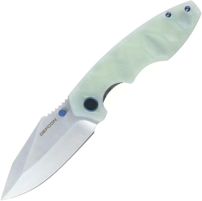 Defcon Liner Lock Folding Knife Jade Sculpted G10 Handle