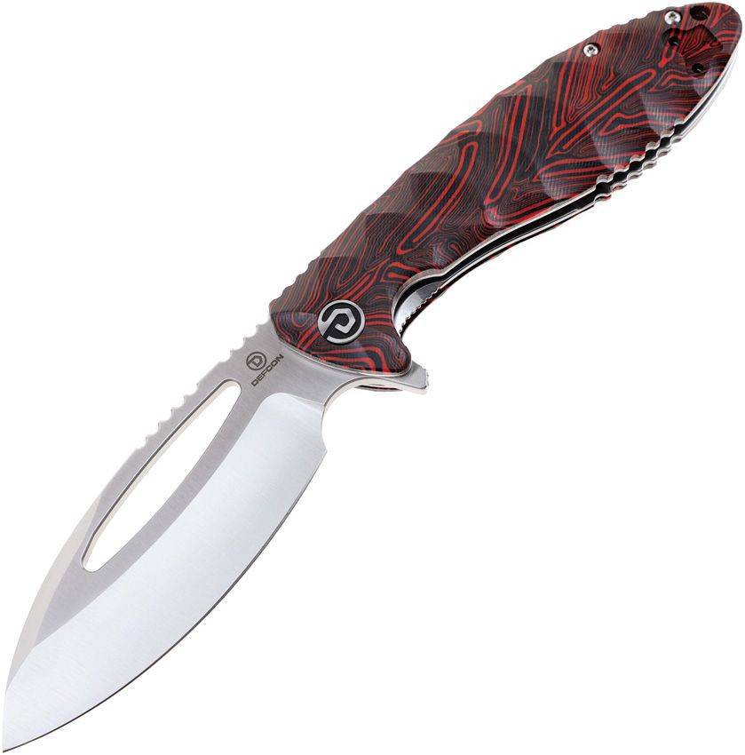その② Defcon Liner Lock Folding Knife Black/Red Sculpted G10 Handle