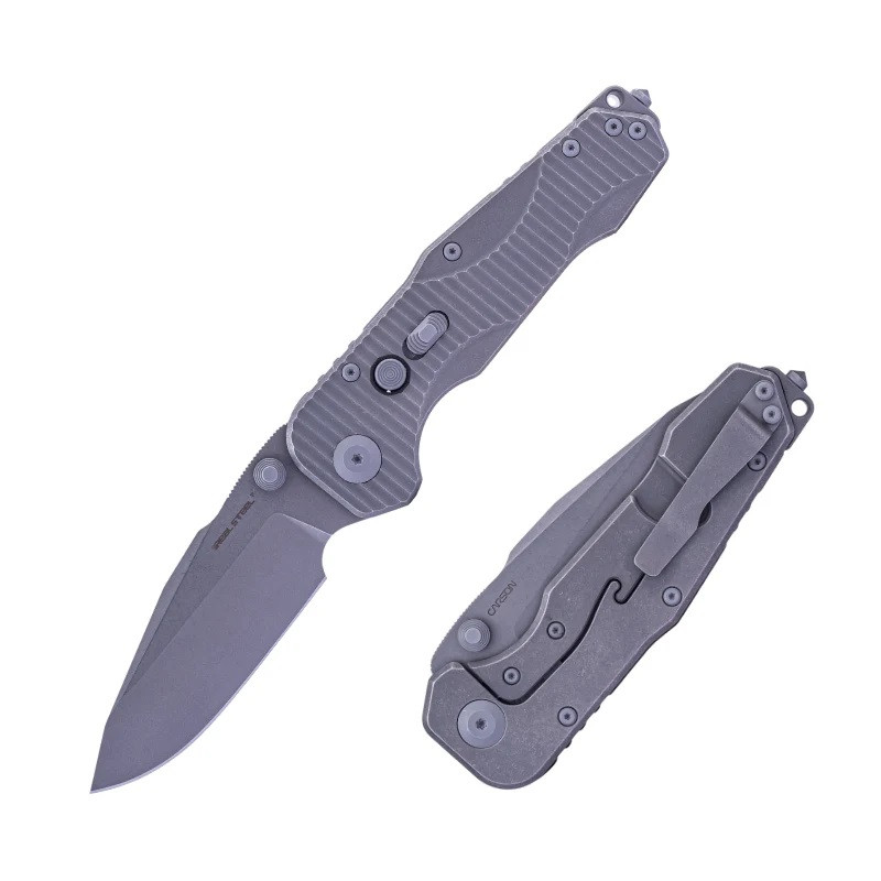 Real Steel Evolution Frame Lock Folding Knife Gray Titanium Handle