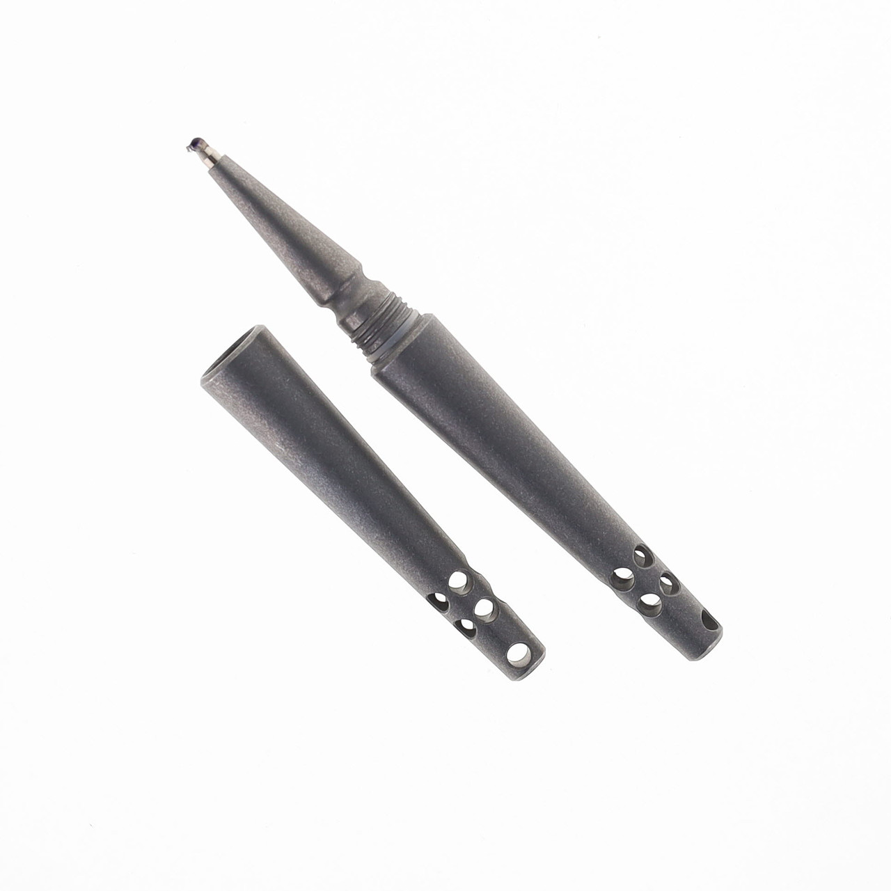 Two Sun Lock Key Ring Necklace Pen Titanium Body Black Ink