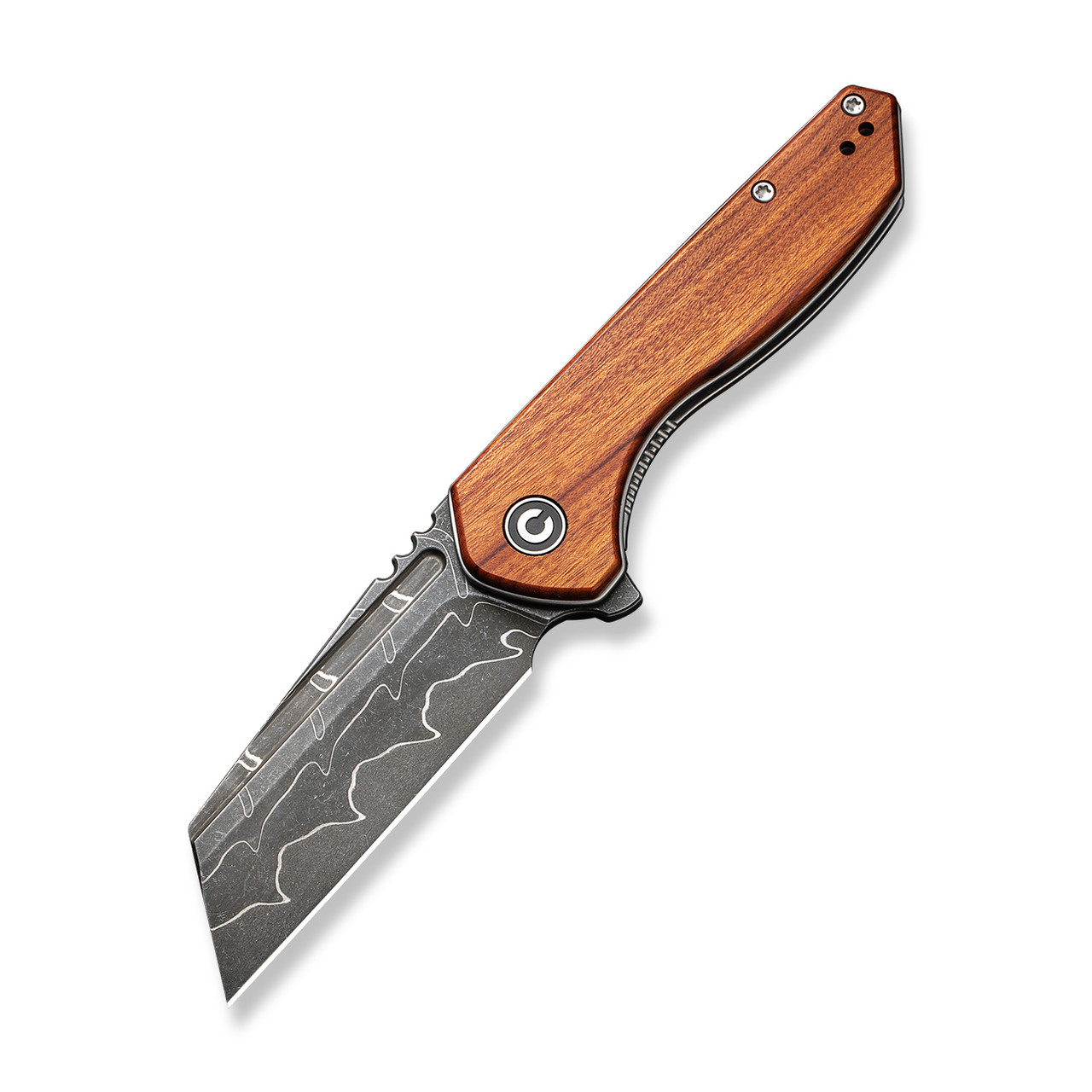 Civivi ExOne Folding Knife Guibourtia Wood Handle Damascus Reverse