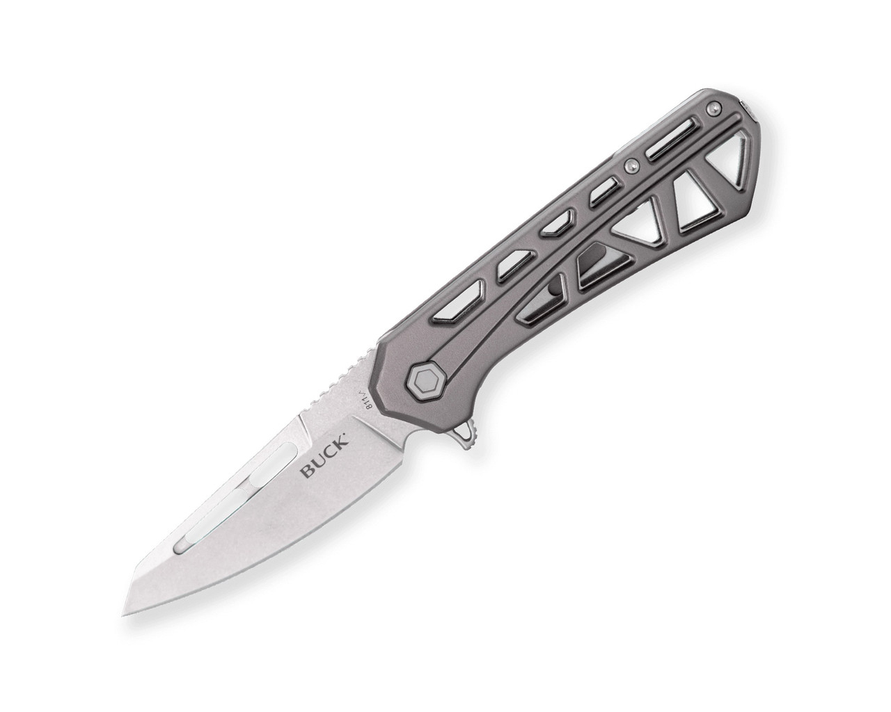 Buck 811 Trace Ops Folding Knife Grey Aluminum Handle 7Cr17MoV