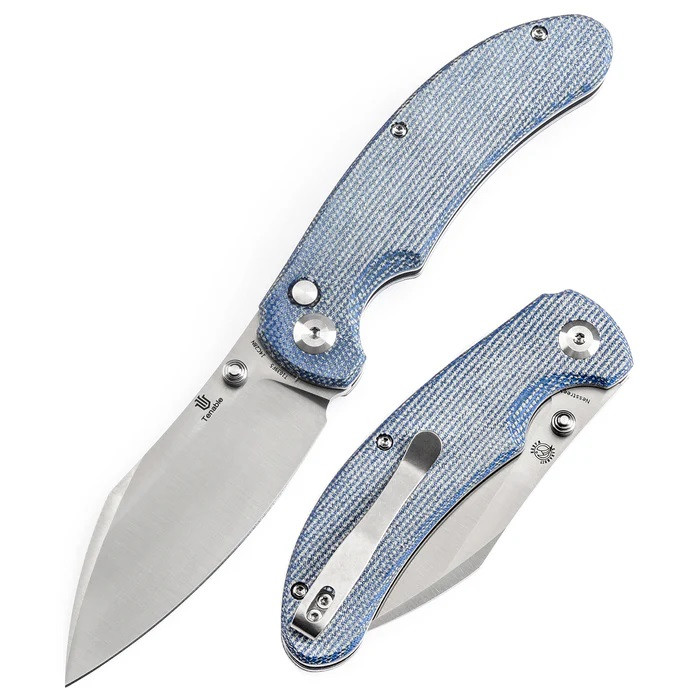 Tenable Nesstreet Folding Knife Blue Micarta Handle 14C28N Drop
