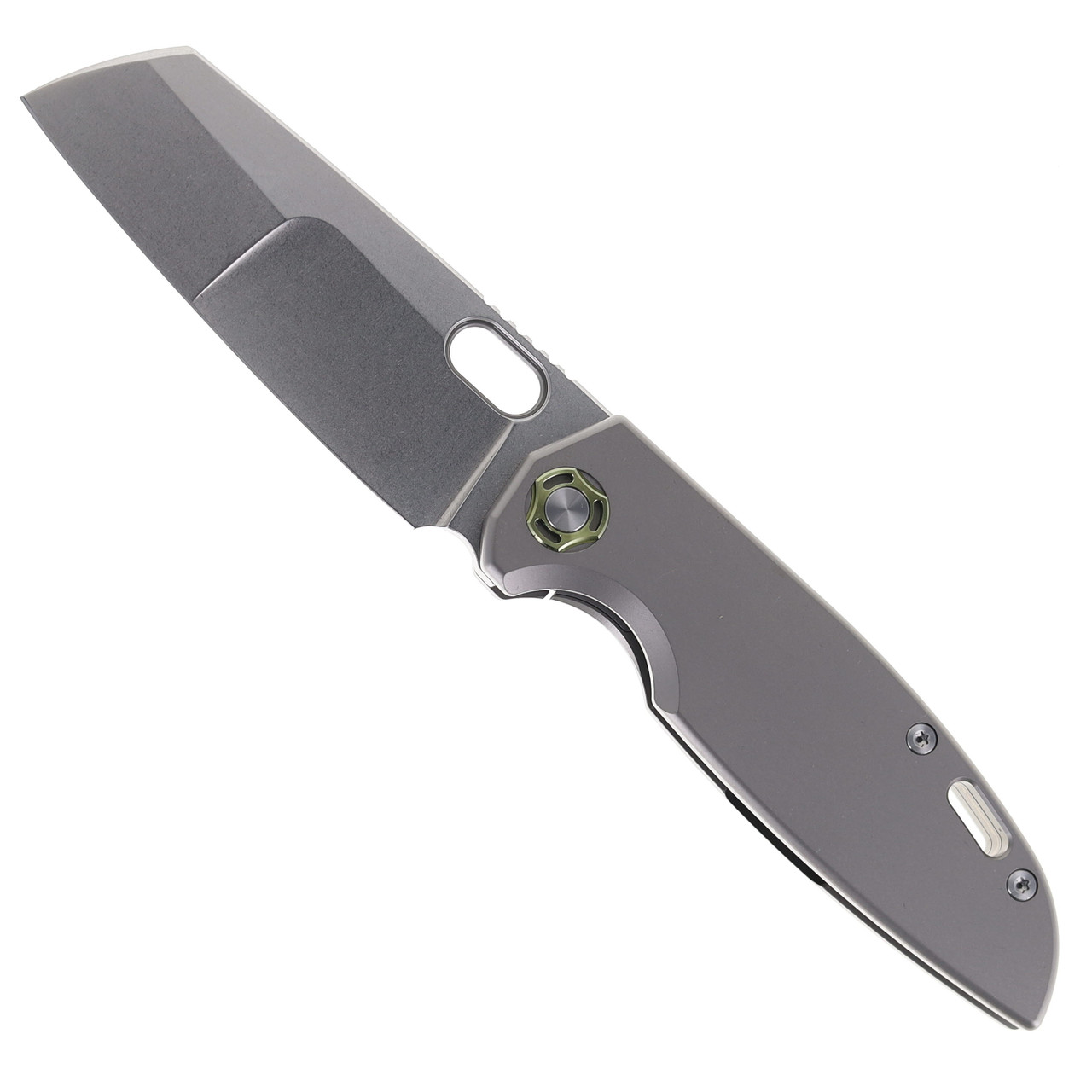 Two Sun Folding Knife Gray Titanium Handle 14C28N Plain Edge TS450