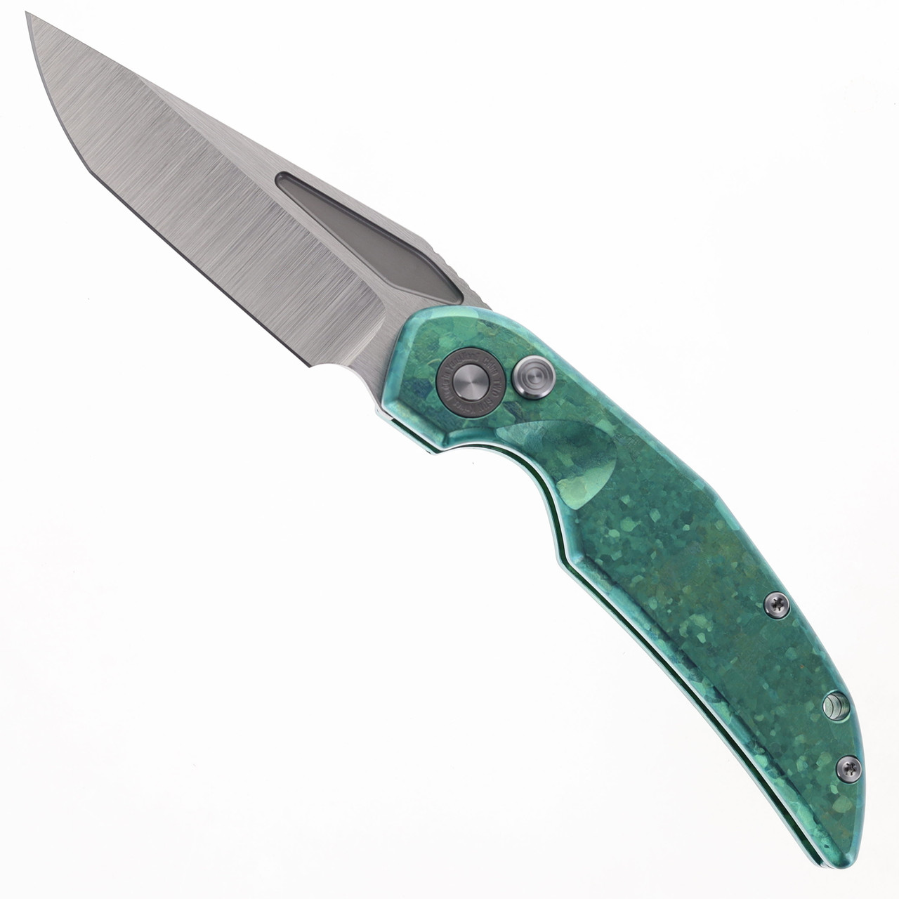 TwoSun Button Lock Folding Knife Color Crystallized Green Handle