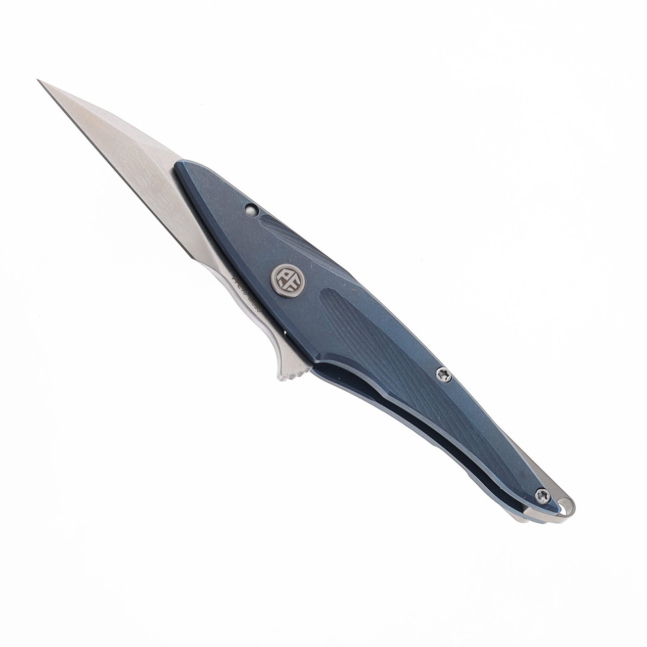 ⁂クロス⁂ Petrified Fish E10-BS Hummingbird Folding Knife Blue Titanium