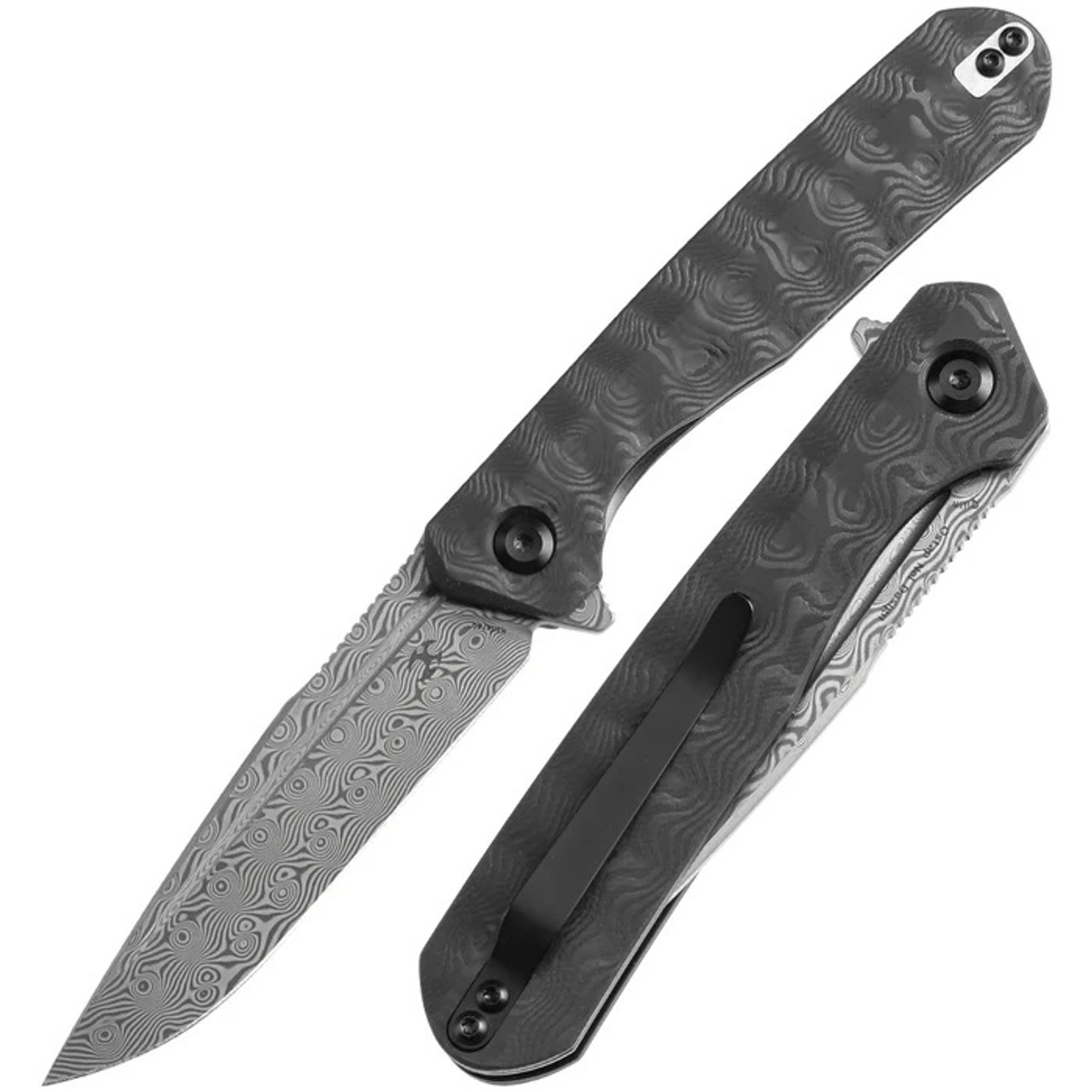 Kansept Qilin Folding Knife Black Rose Carbon Fiber Handle