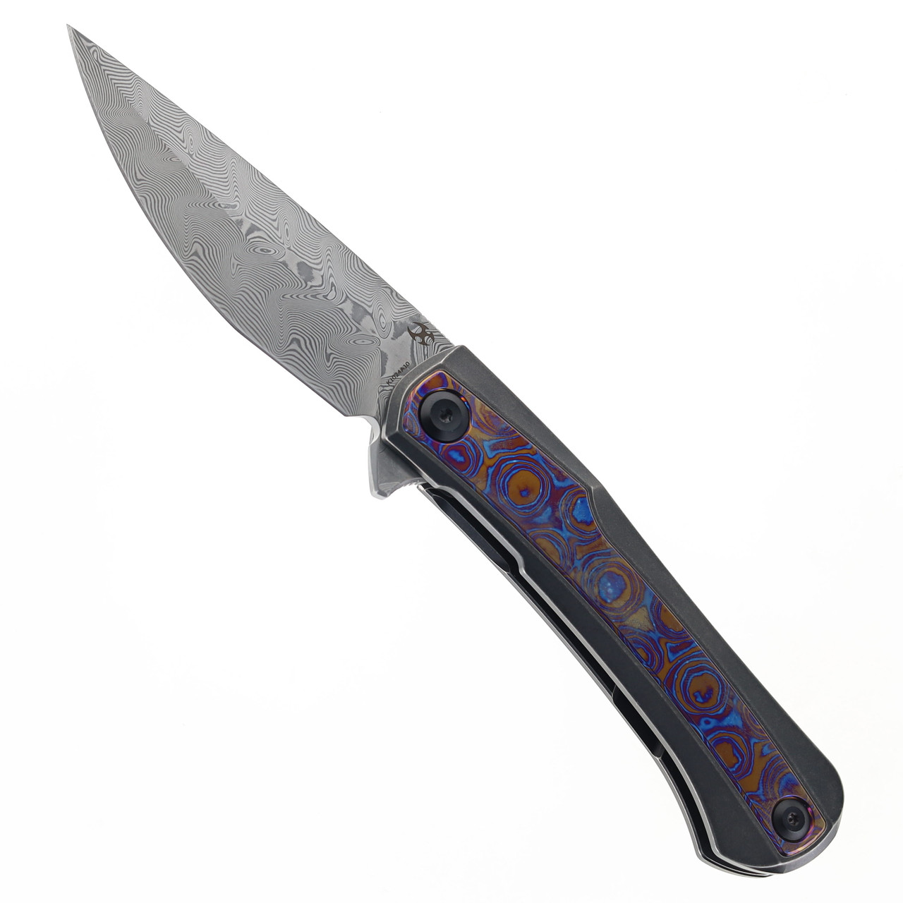 Kansept Kratos Folding Knife Titanium/Timascus Handle Damascus