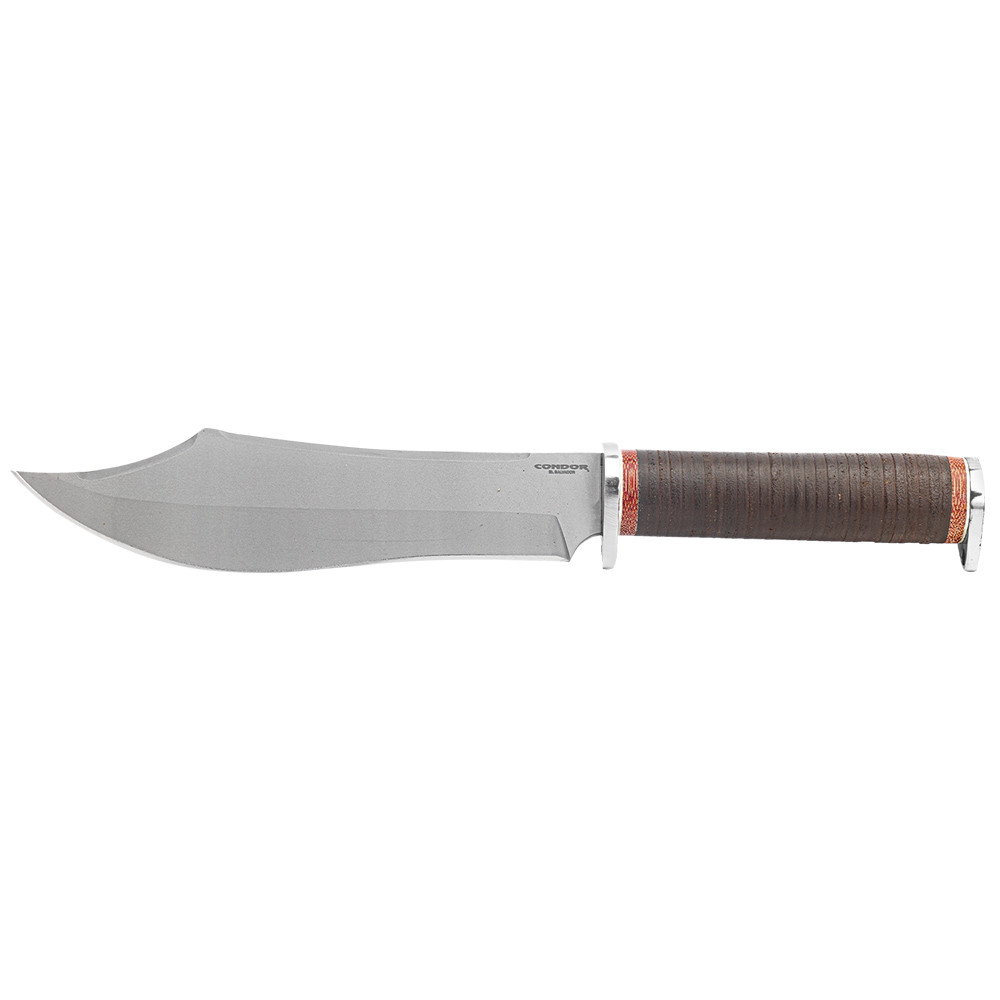 CONDOR GRAY PIONEER BOWIE KNIFE LEATHER HANDLE 1075 FIXED BLADE
