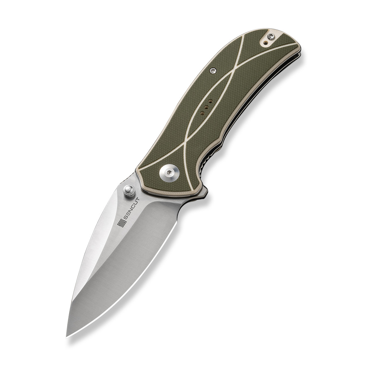 Sencut Hyrax Folding Knife Green/Off White G10 Handle 9Cr18Mov