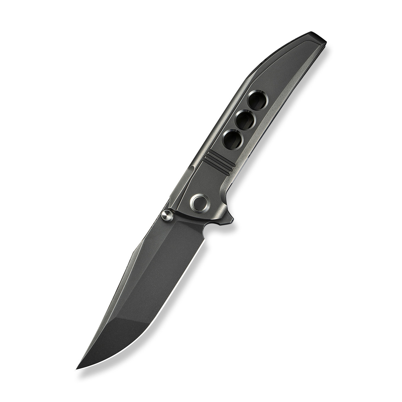 WE Ezinta Folding Knife Polished Gray Titanium Handle M390 Plain