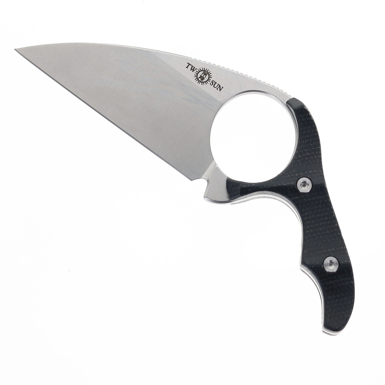 TwoSun Folding Knife Black Micarta Handle 14C28N Plain Edge TS467