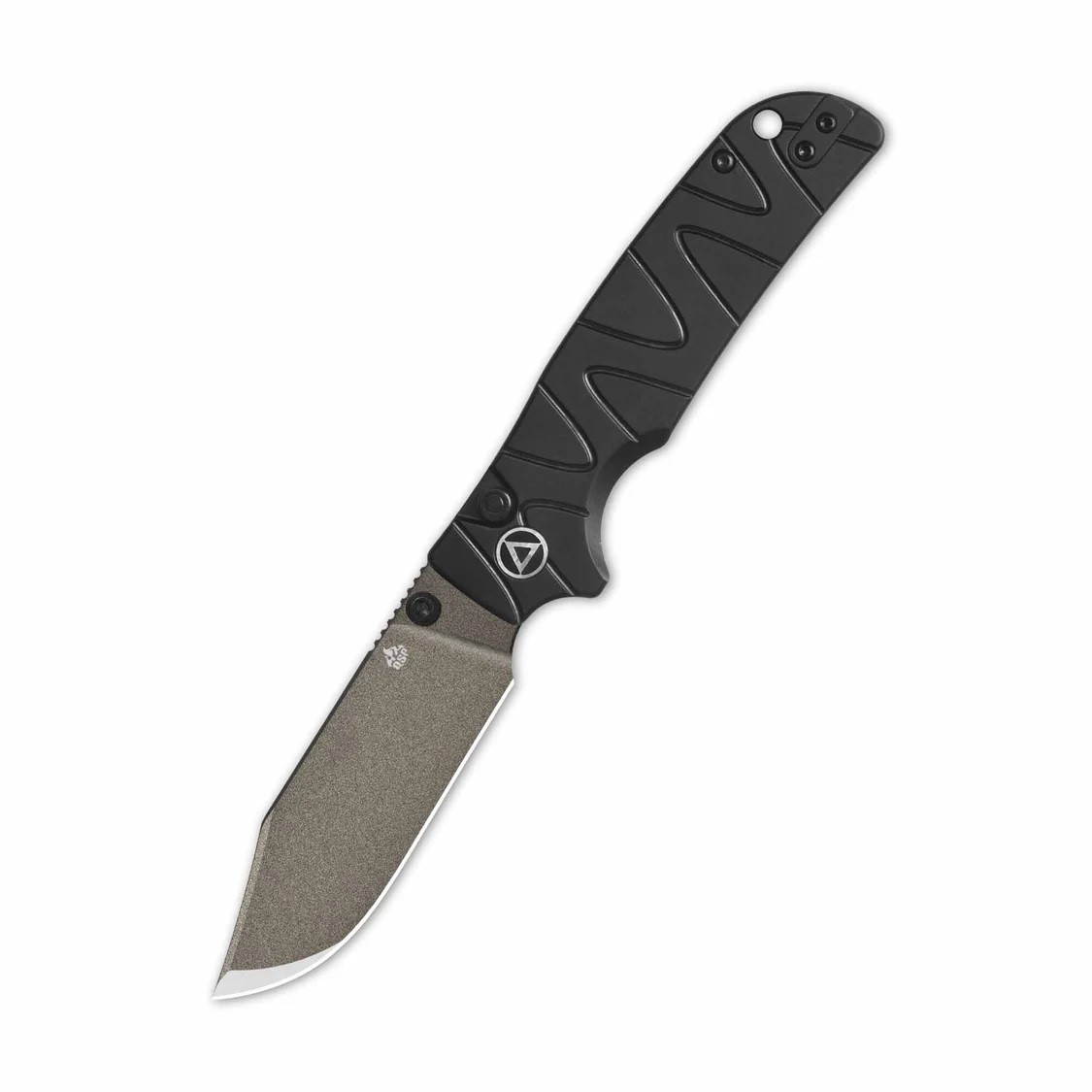 QSP Kali Button Lock Folding Knife Black Aluminum Handle 14C28N