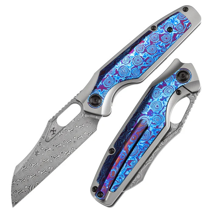 Kansept Tuckamore Folding Knife Titanium/Timascus Handle Damascus