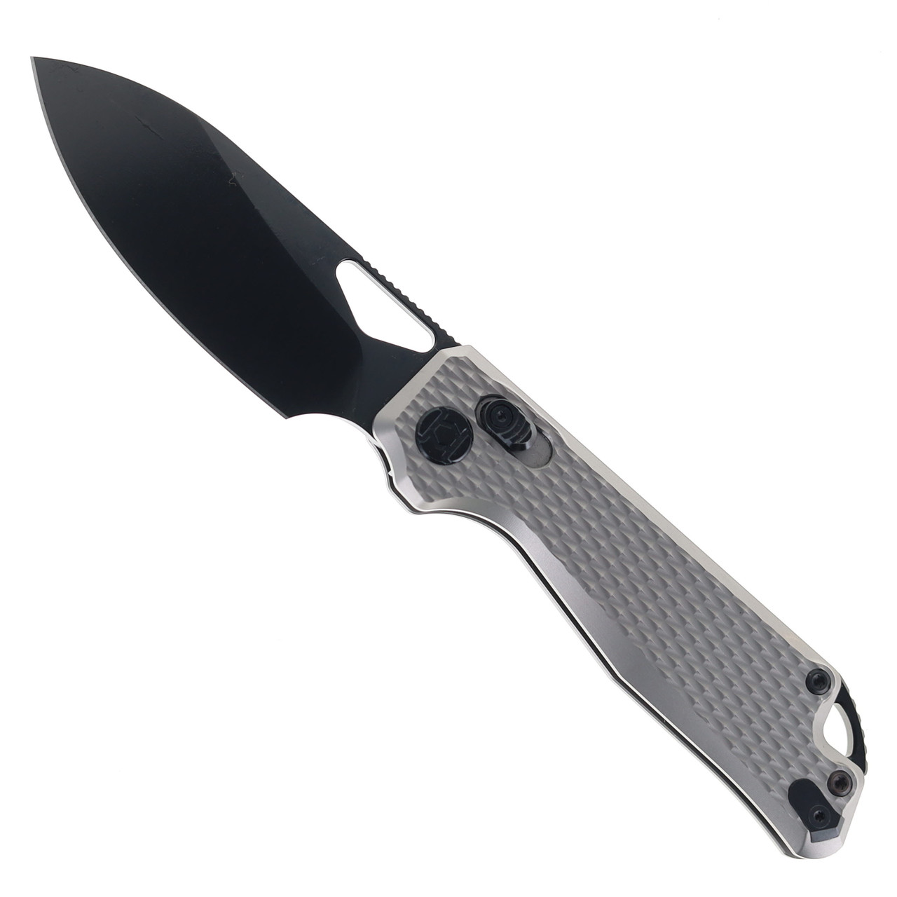 Kunwu Pulsar Reverse Tux Folding Knife Textured Ti Handle Plain