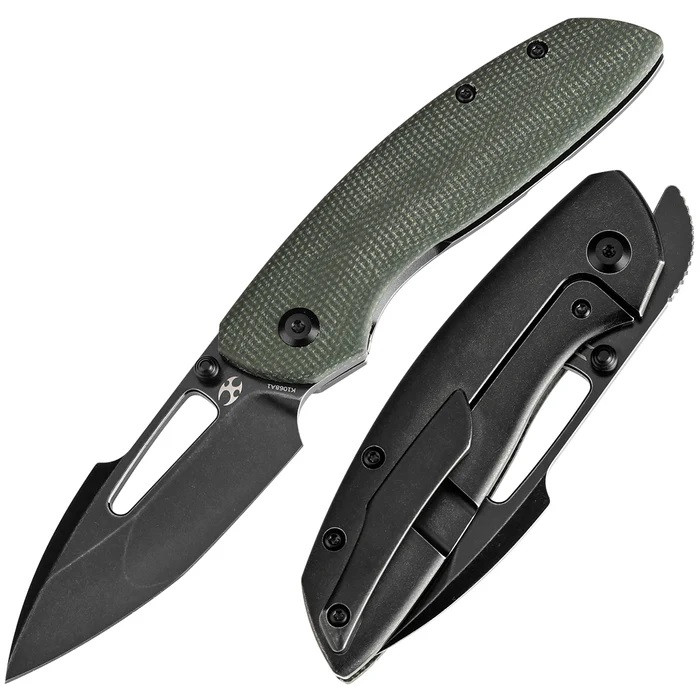 Kansept Link Folding Knife Green Micarta/Blackwash Titanium Handle