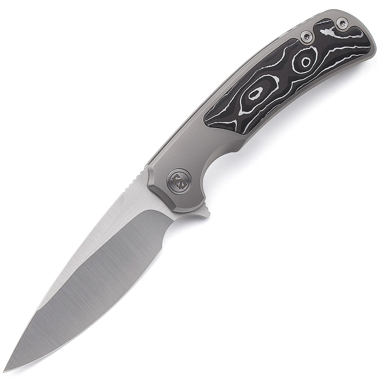 Miguron Ramto Folding Knife Titanium/Silver Carbon Fiber Handle