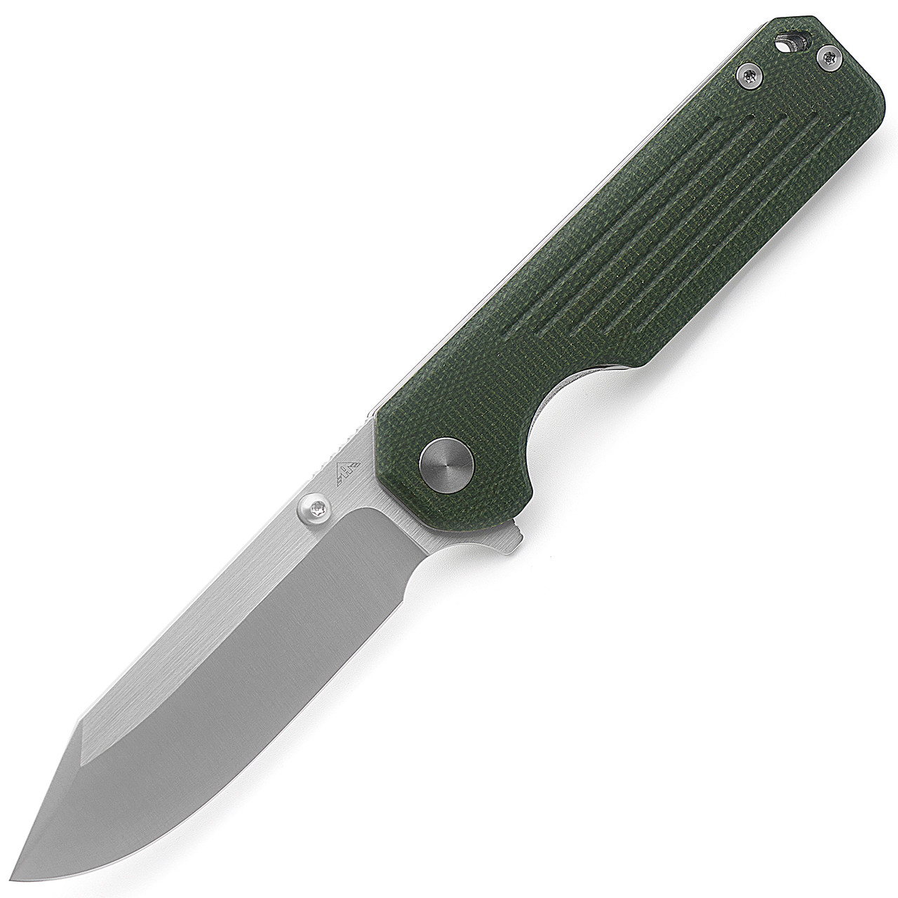 [美品]　アリゲーターBATTLE20 Ameight Gladiator Folding Knife Green Micarta Handle 14C28N Plain