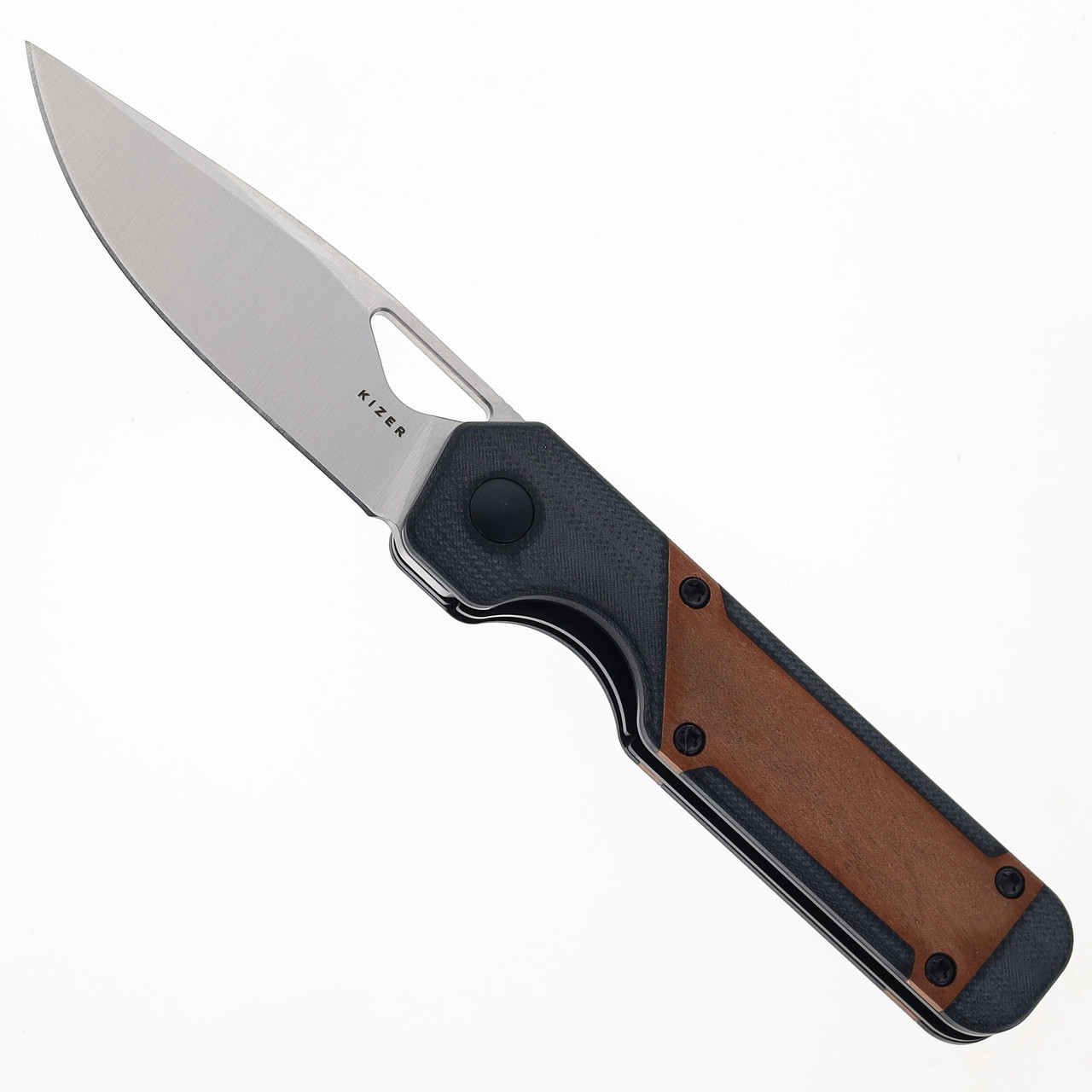 Kizer Mini Militaw Folding Knife G10/Mkuruti Wood Handle Nitro-V