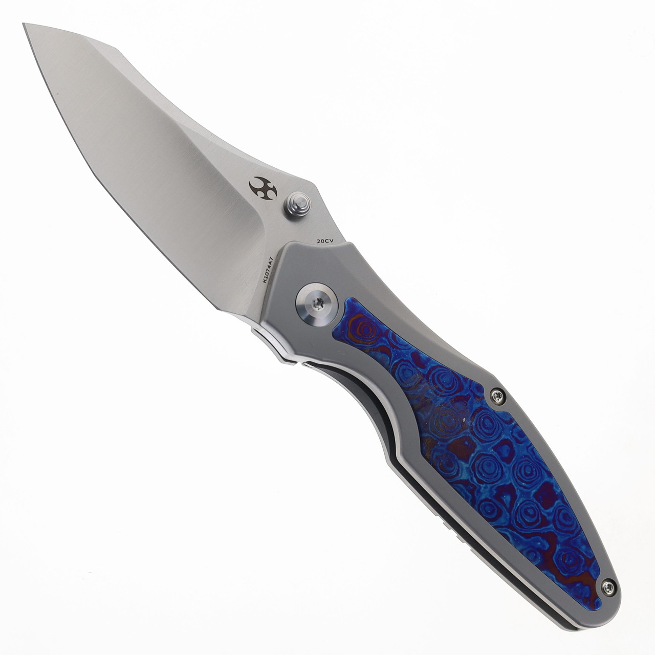 Kansept Baba Yaga Folding Knife Beadblast Titanium/Timascus Handle