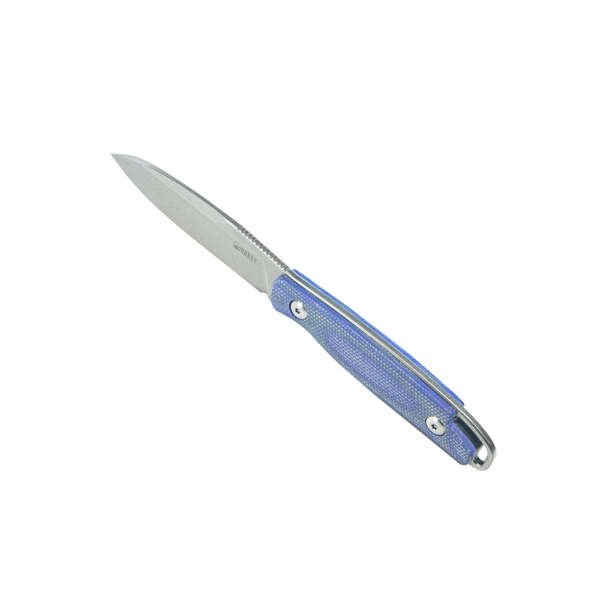 Kubey Dust Devil Fixed Blade Knife Blue Micarta Handle Beadblast