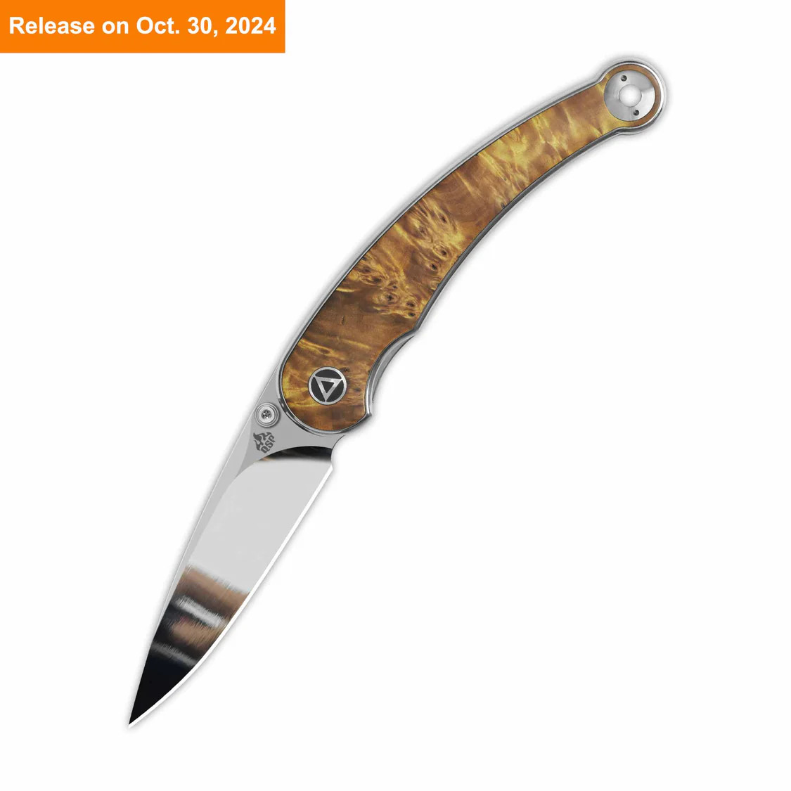 QSP Dolphin Folding Knife Stabilized Wood Handle 14C28N Plain Edge