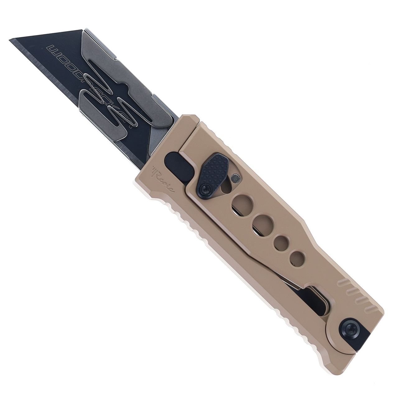 Reate Exo-U Utility Knife Tan Aluminum Speed Hole - White Mountain