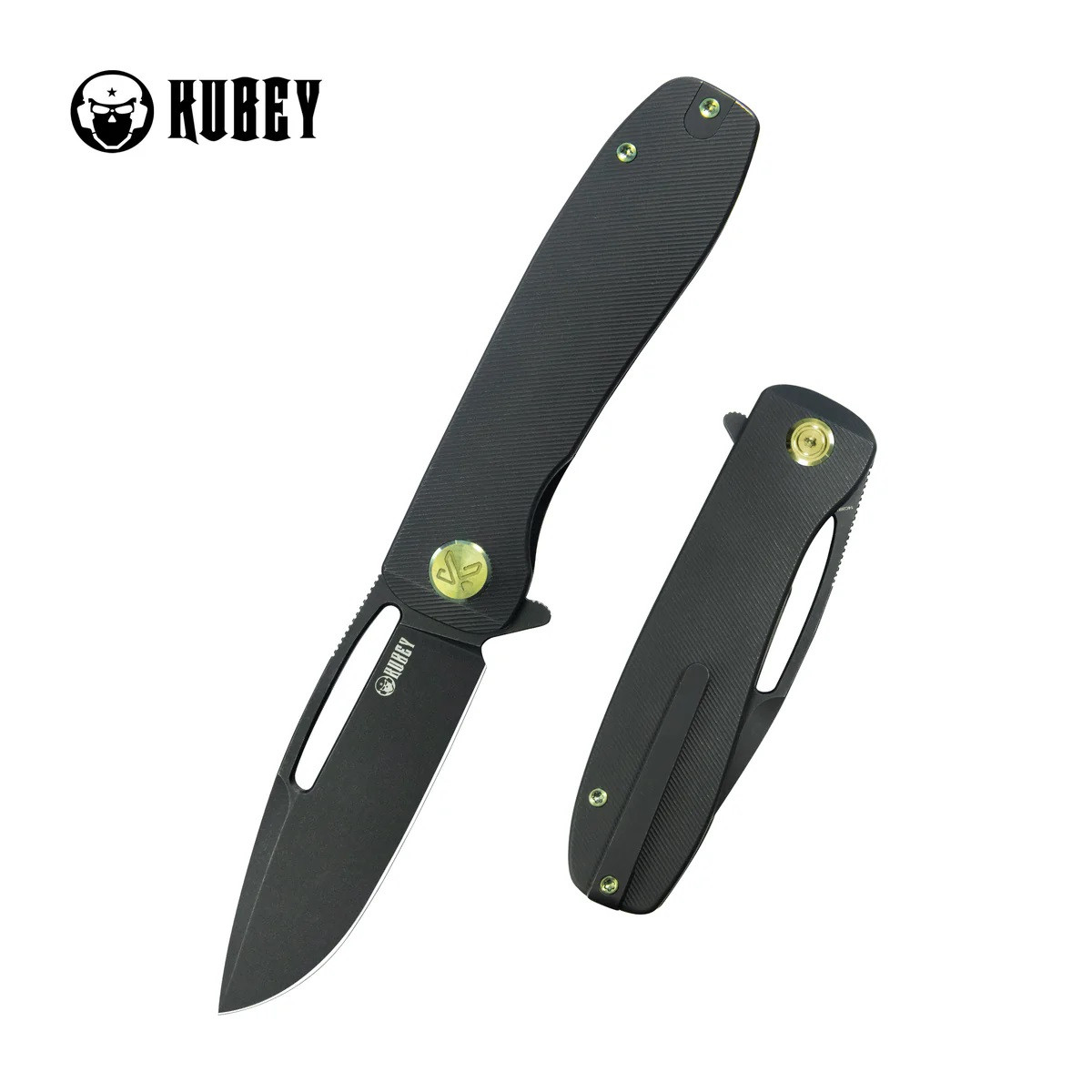 Kubey Supercell Folding Knife Blackwash Titanium Handle 14C28N