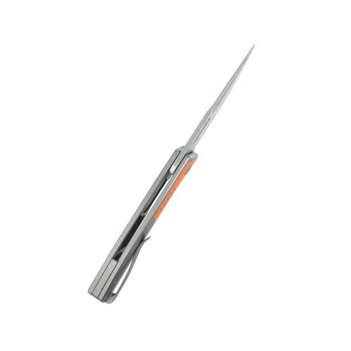 Kubey Common Thread Folding Knife Grey Titanium/Orange G10 Handle