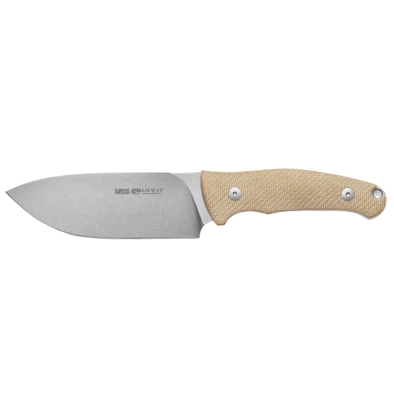 Viper Ranger Fixed Blade N690 Stonewashed Blade Natural Canvas