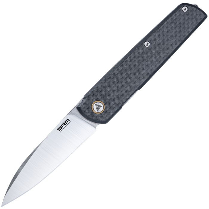SRM Qrick Linerlock Folding Knife Black G10/Carbon Fiber Handle