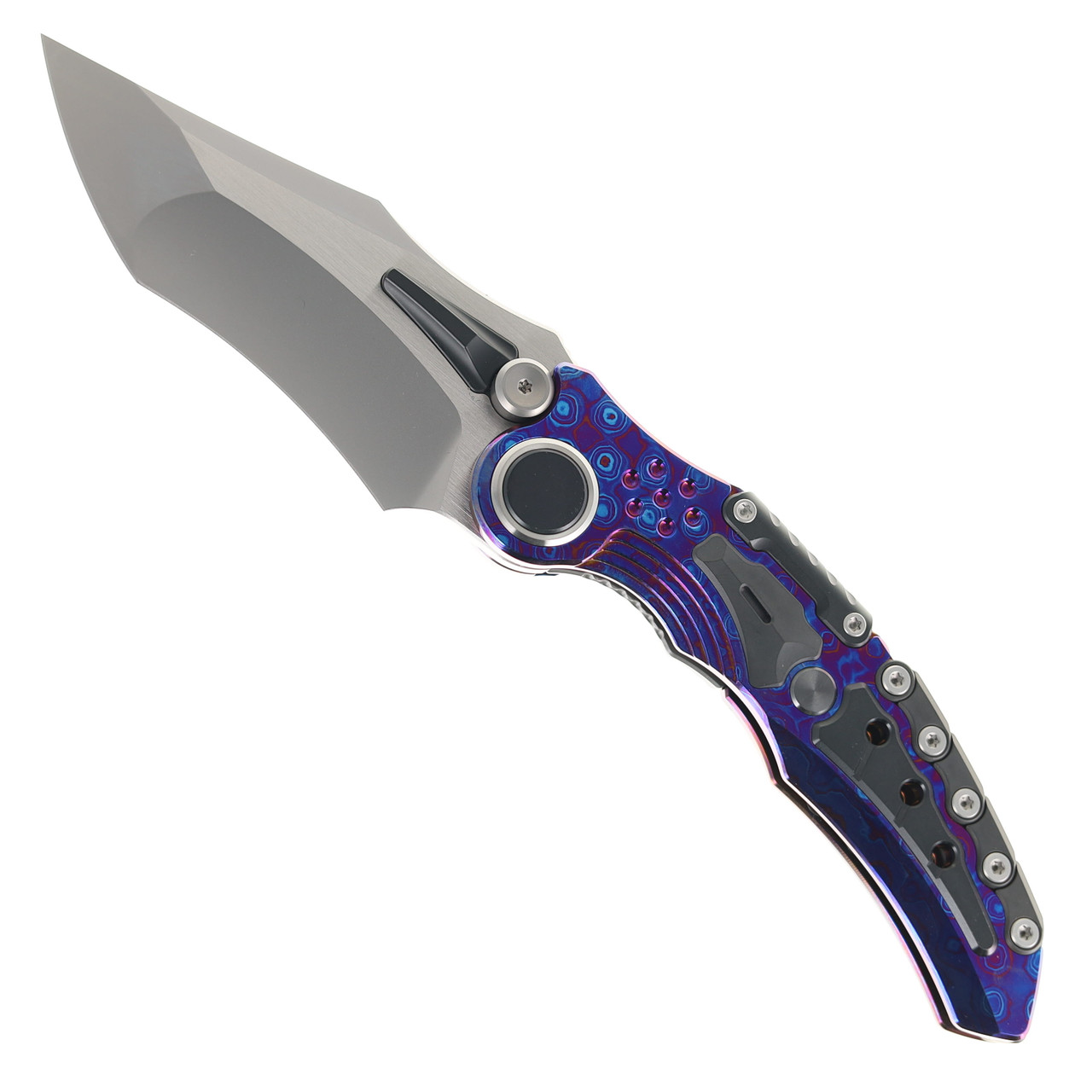 Maxace Titanis 2 Folding Knife Timascus Handle Magnacut Plain Edge