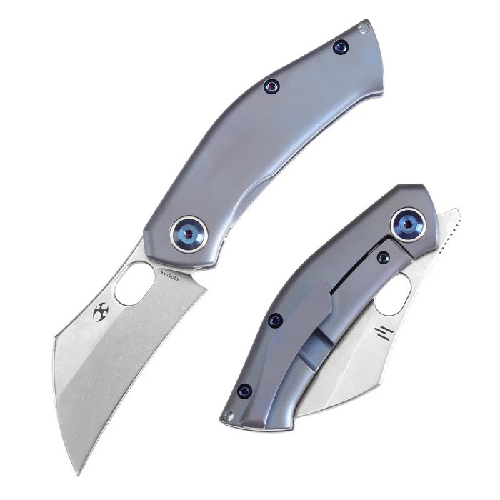 。 Kansept Osprey Folding Knife Blue Titanium Handle S35VN